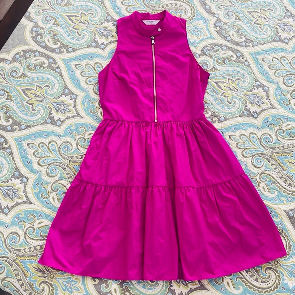 Amanda Uprichard Magenta pink high neck zipper Barbie dress XS